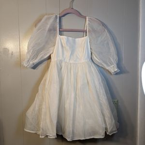 White Puff Sleeve Mini Dress